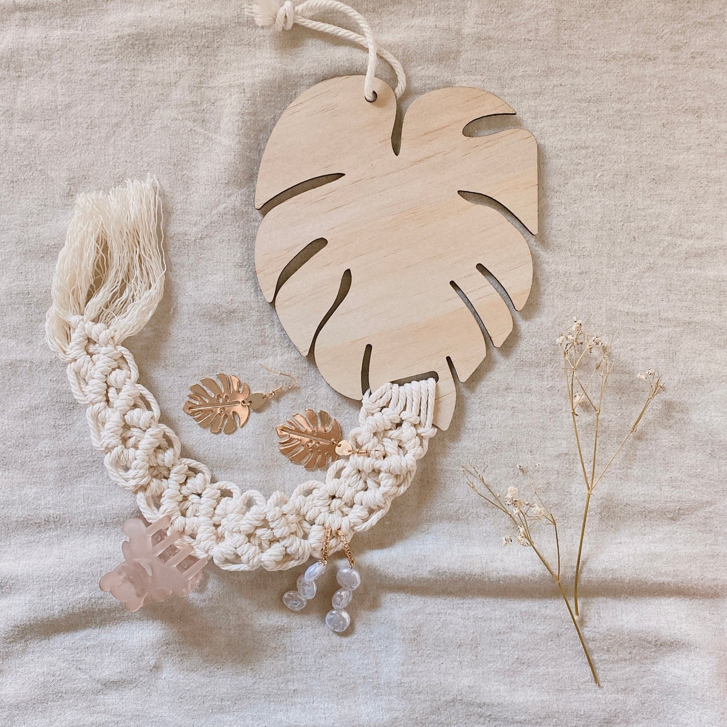 Wooden Flower Hairclip & Earring Hanger